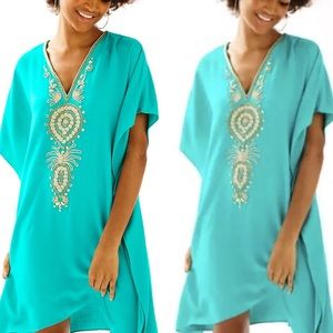 Lilly Pulitzer Chai Caftan Agate Green S/M Flaw